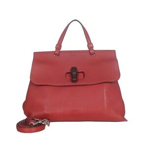 Gucci Red Bamboo Daily Top Handle Handbag Satchel